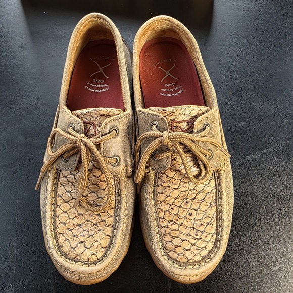 Twisted X Brown Leather Bomber‎ Fish Driving Mocs Boots 6.5 - Picture 7 of 10